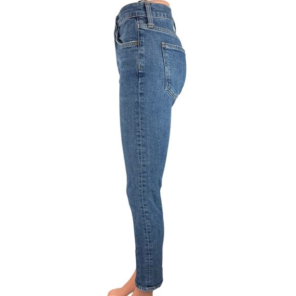Agolde Blue Denim High Rise Skinny Medium Wash Stretch Crop Ankle Jeans Size 24 - Picture 2 of 5